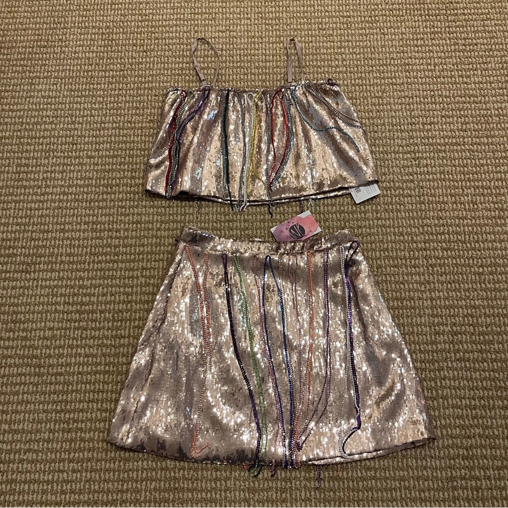 Queen of Sparkles Fringe Rhinestone Tank and Skirt Set Small NWT - Picture 4 of 12